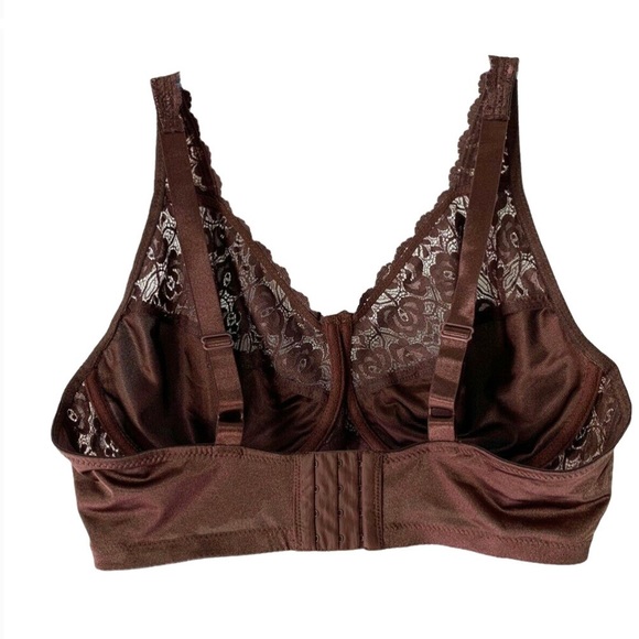 Pink K Dark Brown Soft Cup Underwire 42DD Lace Bra - Picture 2 of 4